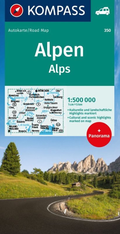 Carta stradale n. 350. Alpi