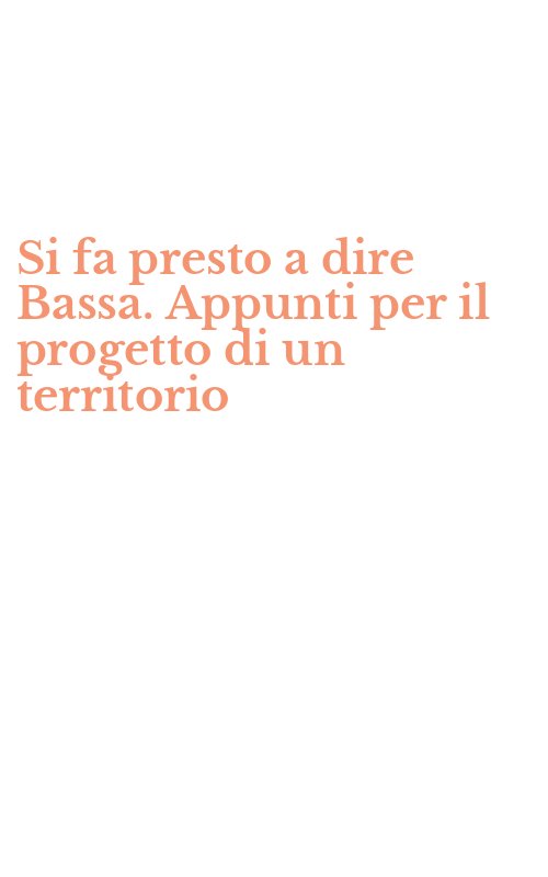 Si fa presto a dire Bassa. Appunti per il progetto di un territorio