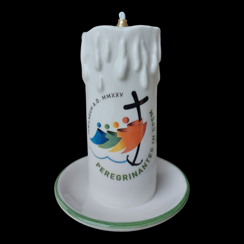 CANDELA CERAMICA CON PIATTINO 11X15 CM