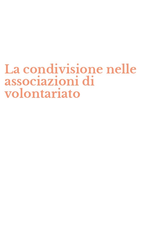 La condivisione nelle associazioni di volontariato