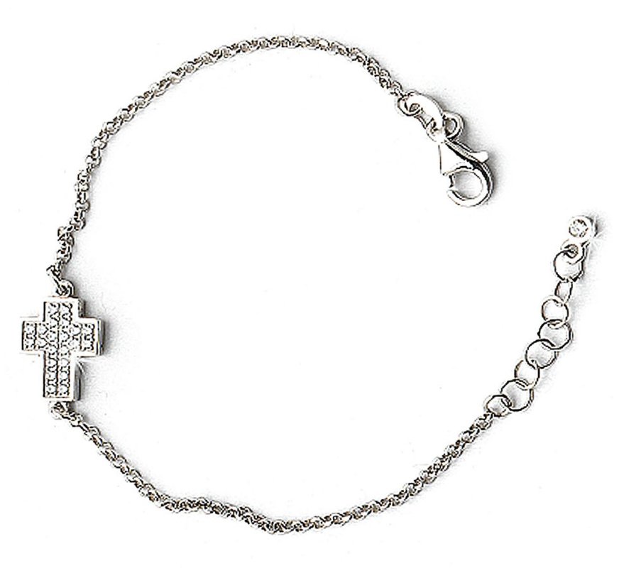 BRACCIALE CROCE ARG E STRASS