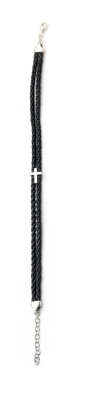 BRACCIALE  NERO SIMILP.DP. CROCE ARGENTO