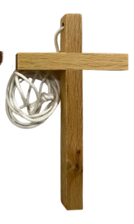 CROCIFISSO LEGNO SEMPLICE CON LACCIO (CHIARO)