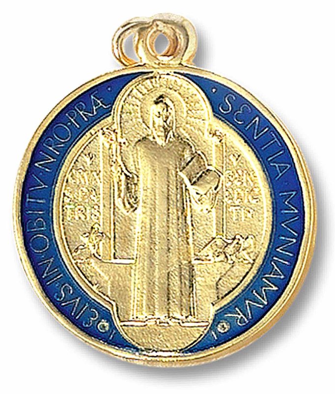 MEDAGLIA S.BENEDETTO MET.DOR.SMALTO CM.4,5