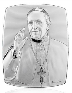 QUADRETTO ARGENTO 925 PAPA FRANCESCO ARG. 7X5,5 CM