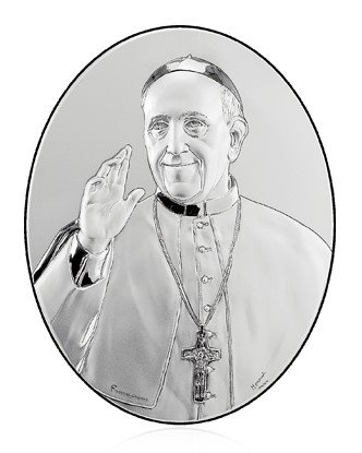QUADRETTO ARGENTO PAPA FRANCESCO ARG. 9X7 CM