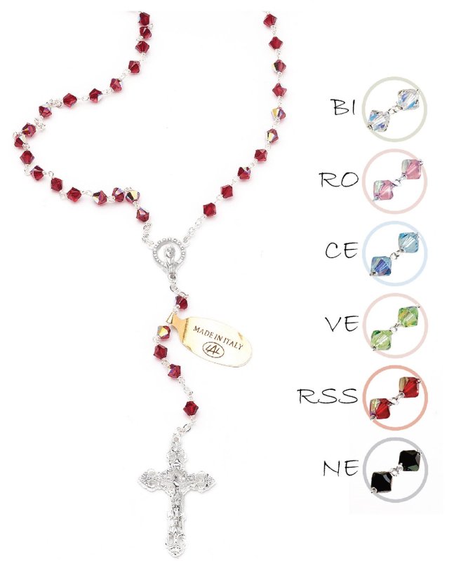 ROSARIO ROSSO SWAROVSKI GRANO 5 mm