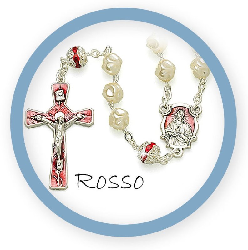 ROSARIO ROSSO TIPO PERLA CON SCATOLA GRANO 6mm