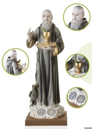 STATUA SAN BENEDETTO COLOR CON MEDAGLIA