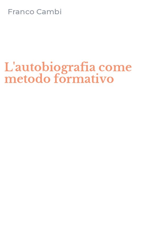 L'autobiografia come metodo formativo