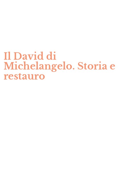 Il David di Michelangelo. Storia e restauro