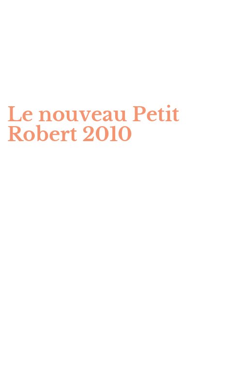 Le nouveau Petit Robert 2010
