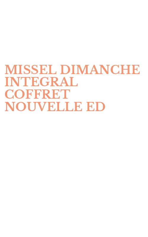 MISSEL DIMANCHE INTEGRAL COFFRET NOUVELLE ED