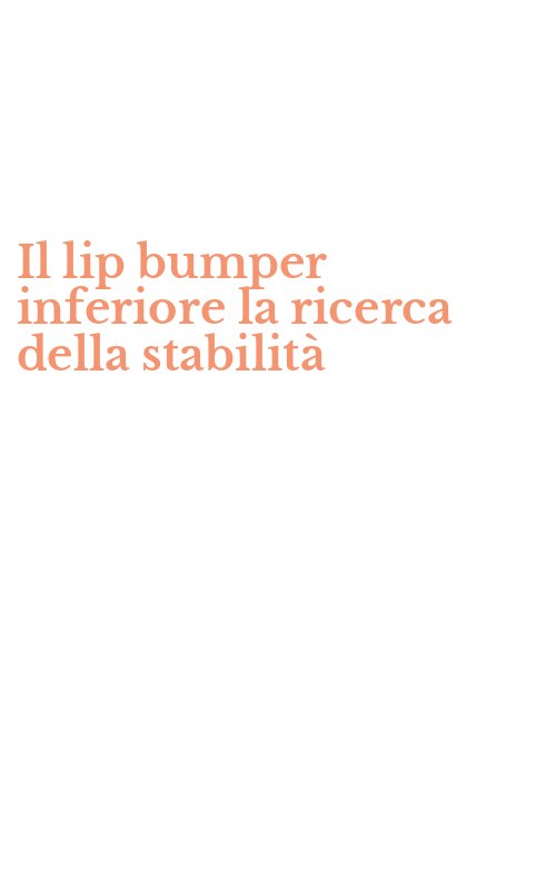 Il lip bumper inferiore la ricerca della stabilità