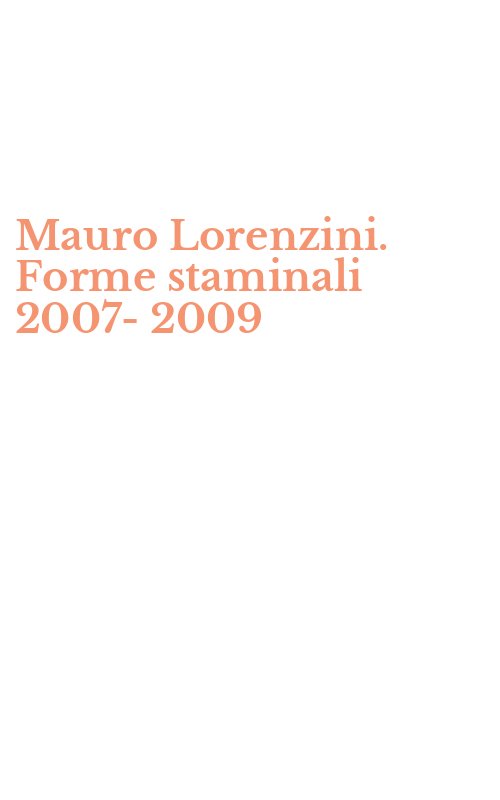 Mauro Lorenzini. Forme staminali 2007-2009