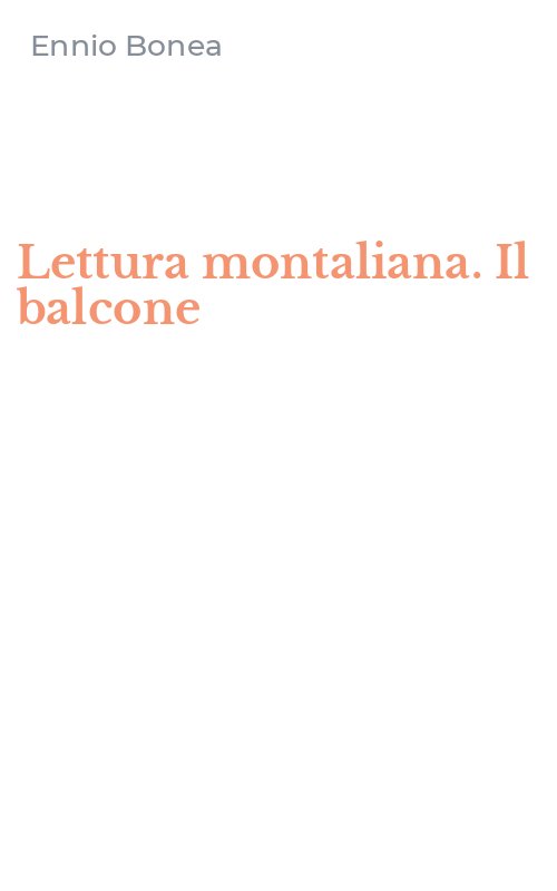 Lettura montaliana. Il balcone