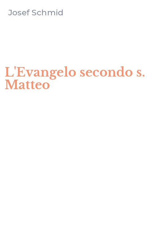 L'Evangelo secondo s. Matteo