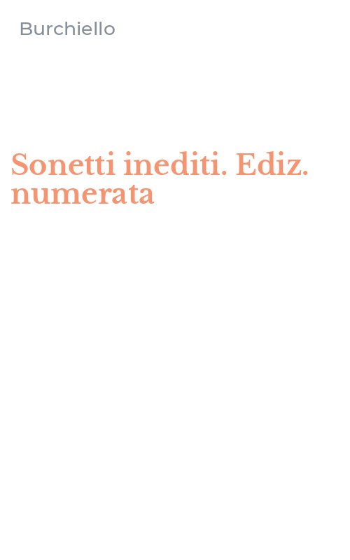 Sonetti inediti. Ediz. numerata