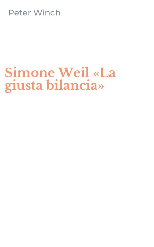 Simone Weil «La giusta bilancia»