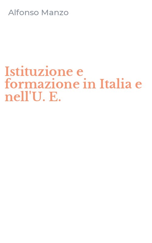 Istituzione e formazione in Italia e nell'U. E.