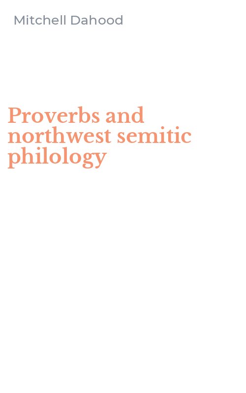 Proverbs and northwest semitic philology