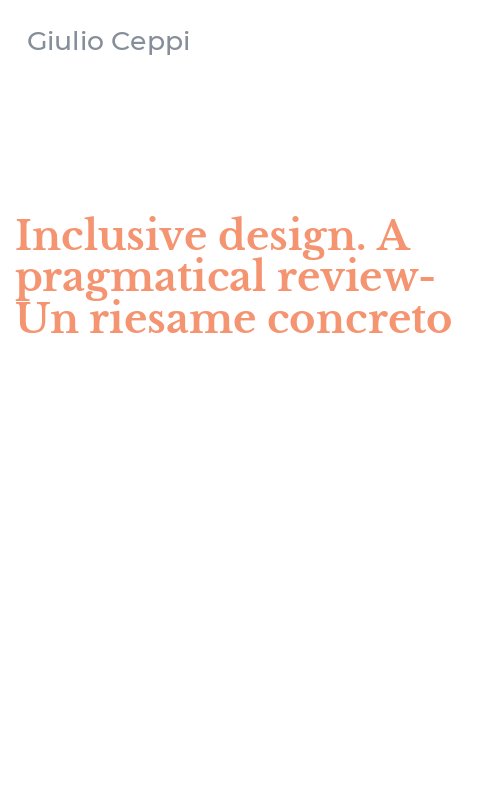 Inclusive design. A pragmatical review-Un riesame concreto