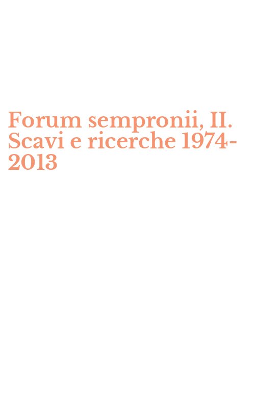 Forum sempronii, II. Scavi e ricerche 1974-2013
