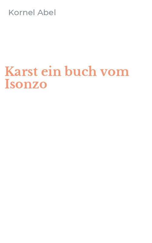 Karst ein buch vom Isonzo