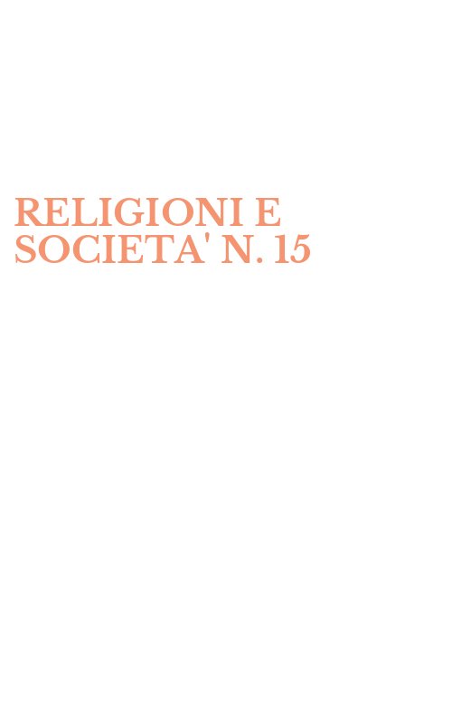 RELIGIONI E SOCIETA' N. 15