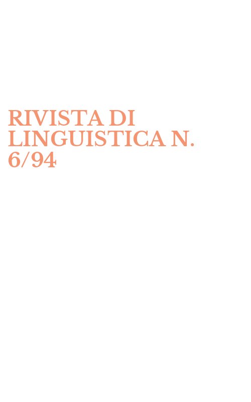 RIVISTA DI LINGUISTICA N. 6/94