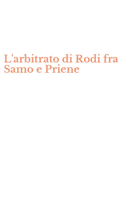 L'arbitrato di Rodi fra Samo e Priene