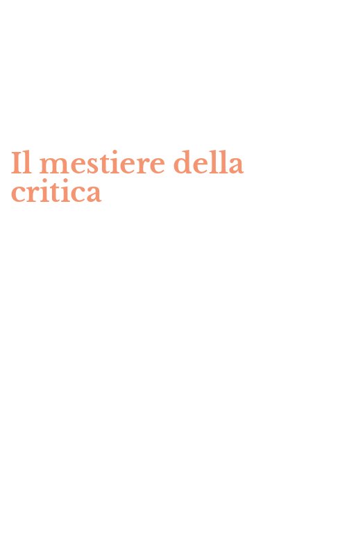 Il mestiere della critica