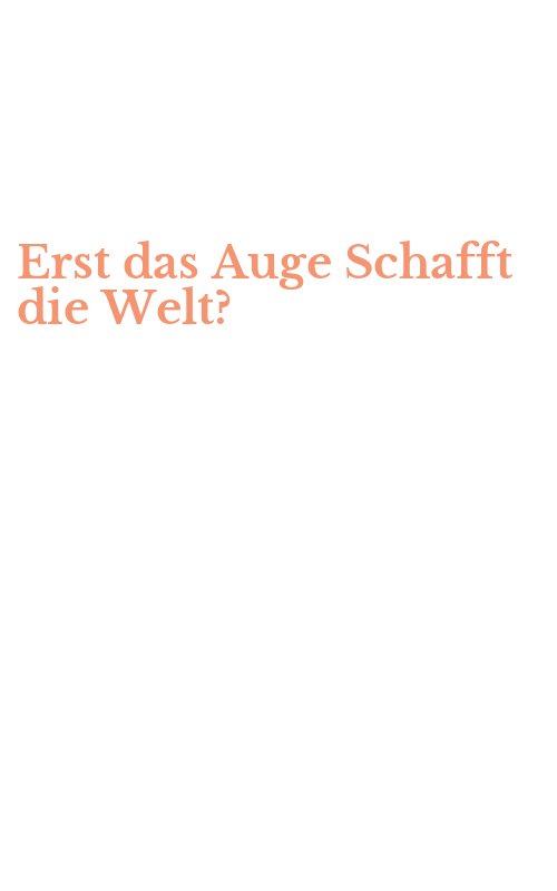 Erst das Auge Schafft die Welt?