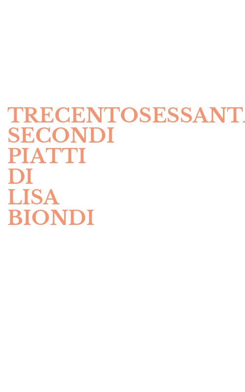 TRECENTOSESSANTACINQUE SECONDI PIATTI DI LISA BIONDI