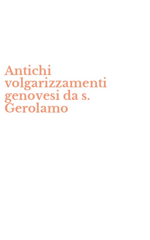 Antichi volgarizzamenti genovesi da s. Gerolamo