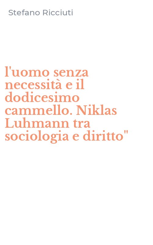 l'uomo senza necessità e il dodicesimo cammello. Niklas Luhmann tra sociologia e diritto