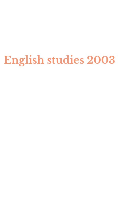 English studies 2003