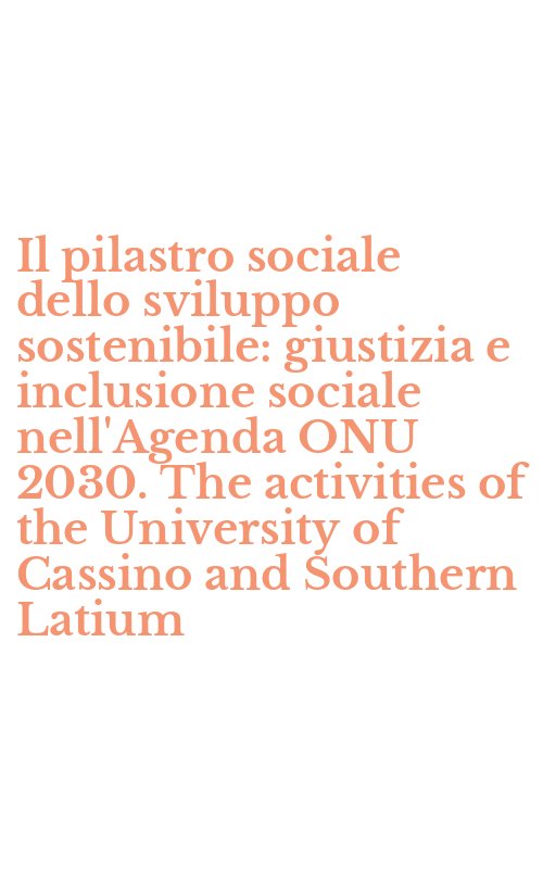 Il pilastro sociale dello sviluppo sostenibile: giustizia e inclusione sociale nell'Agenda ONU 2030. The activities of the University of Cassino and Southern Latium