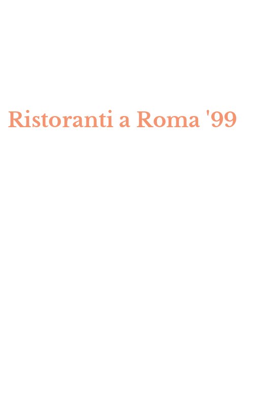 Ristoranti a Roma '99