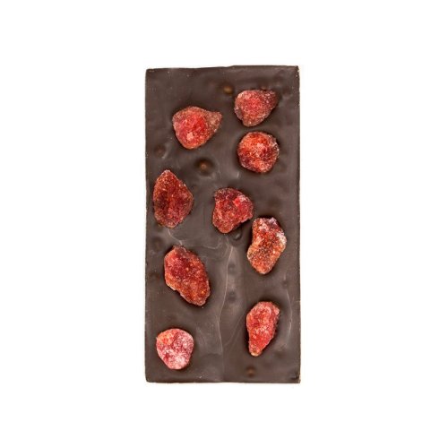 Tavoletta “Rustica” Cioccolato Extra Fondente con  fragole - 100 gr