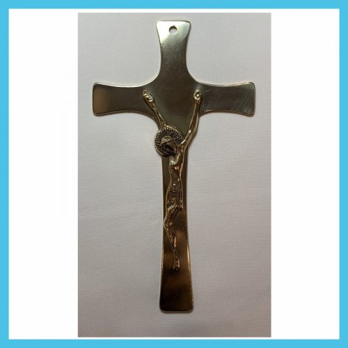 CROCE LISCIA OTTONE CON CRISTO