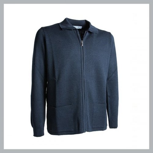 GIACCA CON ZIP COLORE BLU - 50% lana 50% acrilico.