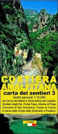 Mappa dei sentieri della costiera Amalfitana. Scala 1:10.000