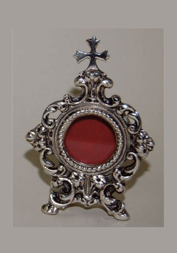 3058 RELIQUIARIO ARGENTATO - FUSIONE IN CERA PERSA - 8X5,5 CM - TECA 28 mm