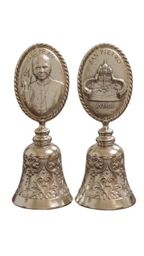 CAMPANELLO OVALE DOPPIA PLACCA METALLO PAPA LEONE XIV