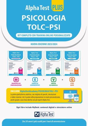 Alpha Test plus psicologia TOLC-PSI. Kit completo di preparazione con training on line personalizzato
