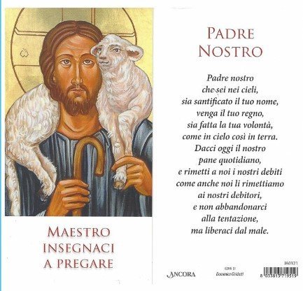 Segnalibro: PADRE NOSTRO (nuova versione) - 8x15 cm - l'immagine mostra entrambi i lati del segnalibro