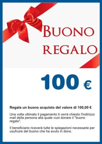 BUONO REGALO DA 100,00 euro - Il beneficiario ricever&agrave; tutte le spiegazioni necessarie per usufruire del buono che ha avuto in dono.