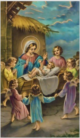 Ges&ugrave; Bambino con cerchio di angeli