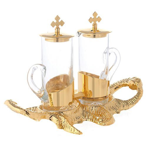 AMPOLLE "MARE" CC. 100 VASSOIO BRONZO DORATO CM 20
